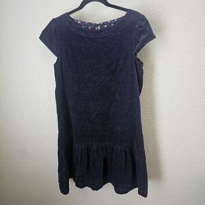 Maeve Tessa Navy Blue Flounced Dress Lightweight Corduroy Size 6 100% Cotton